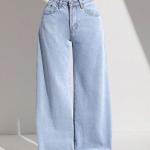 Light-wash high-waisted wide-leg jeans