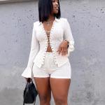 White Pinstripe Two-Piece Set